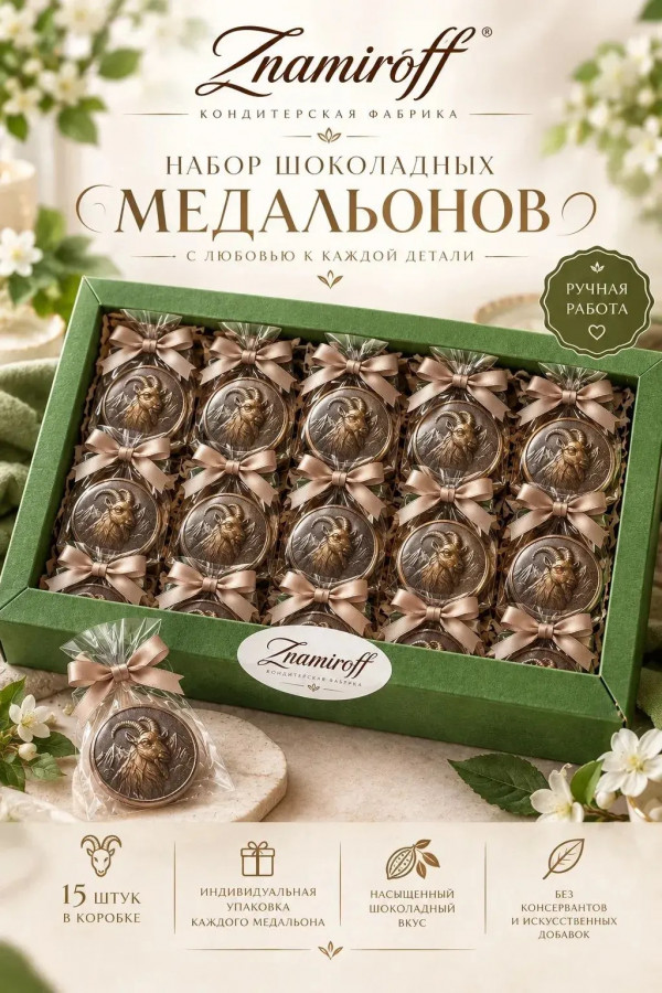 №1 Фигурный шоколад набор Медальоны Козлики(15шт по 40г) в Рузаевке